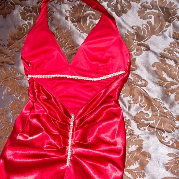 Dresses & Skirts - Red long silk dress. With diamonds.